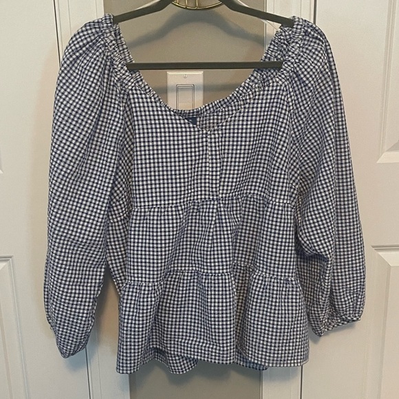 Tiered Seersucker Long-Sleeve Swing Top for Women size S NWTO - Picture 12 of 14